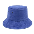 Classic washed cotton bucket hat in navy blue with vintage metal eyelets and sun protection - Blue