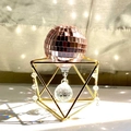 Acchiappasole disco ball oro rosa con cornice geometrica e ciondolo in cristallo - Suncatcher Sfera di Cristallo / Sfera a Specchio Oro Rosa