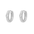Orecchini a cerchio S925 argento con trama a righe e pietre di zircone marquise - Oro Bianco
