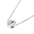 Minimalistische zilveren titanium stalen ketting met fonkelende strass letter O hanger - Letter O