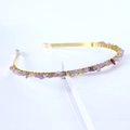 Handmade crown headband with purple natural crushed crystals and wire-wrapped metal base - Single Row / Lavender Purple-Single Row