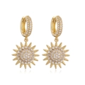 Golden sunflower earrings set with zircon stones on a clean white background - Gold Sunflower Earrings (1 Pair)