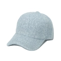 Light blue knitted mohair baseball cap with premium plush texture and curved brim - Blue
