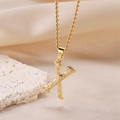 Textured gold letter K pendant necklace with twisted rope chain on silk background - Gold Letter X (Pendant Only)