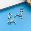 Vintage silver alloy deer charms with detailed hollow engravings for DIY jewelry making - Christmas Deer 15x20mm