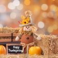 Harvest festival scarecrow doll in orange and brown tones with fall maple leaf detail - Orange Outfit with Bow Tie