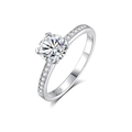 Classic 925 sterling silver 1 carat moissanite ring with four-prong setting and side accents - Adjustable Open / Four-Prong Side Stone Luxury Style (FDJZ-447)