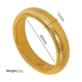 Gold striped elastic cuff bracelet featuring a textured wave pattern in vintage style - 12mm Wide (60mm Diameter) / Gold