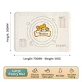 Large 70x50cm beige silicone pastry mat with shiba inu pattern and measurement scales - Shiba Inu With Water-blocking Edge Kneading Mat Large 70x50cm