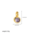 Detailed size specifications of 18K gold round pendant with purple gemstone inlay - No. 5 Pendant (Purple)