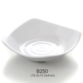 Salsa quadrata in melamina bianca modello B250 con angoli arrotondati, 15,5x15,5x4cm - Piatto Quadrato Texturizzato da 6,5 Pollici