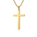 Polished 18K gold plated stainless steel cross pendant necklace with mirror finish - With 60cm Necklace / Gold