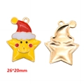 Smiling star Christmas pendant with red hat and gold enamel, 26x20mm alloy charm - Star with Christmas Hat (A3-082)
