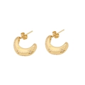 Golden crescent moon earrings with star pattern and embedded crystals on white backdrop - Star C-Shape Zirconia Style (2#)