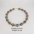 Laser leopard print bead necklace with silver spacers and adjustable chain - Leopard Print Necklace