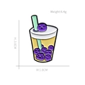 Spilla smaltata bubble tea giallo con perle viola e faccine carine, altezza 3,0 cm - CC2079-Boba Tea Emoji