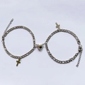 Bracelets gourmettes argentés avec fermoir magnétique cœur et pendentif croix - Bracelet Croix B