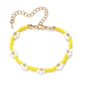 Bohemian colorful daisy seed bead choker necklace in yellow and white with gold clasp - Yellow Daisy Bracelet