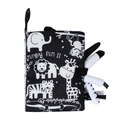 Black and white sensory baby book with 3D jungle animal tails for tactile development - Black & White Jungle