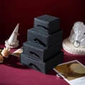 Zwarte matte sieradendoosjes in vier maten met satijnen treklinten voor luxe - 5X5X3cm / Zwart
