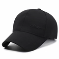 Klassische schwarze Baseballkappe für Herren mit Sport-Stickerei und gebogenem Schirm - Verstellbar / Schwarz