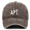 Detail of APT. white embroidery on brown washed cotton vintage baseball cap - Coffee