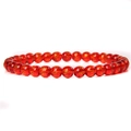 Red agate bead bracelet with golden engraved mantra symbols and elastic stretch band - Red Mantra Stone
