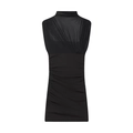 Chic black bodycon mini dress with ruched mesh stand collar and sleeveless design - S / Black