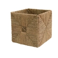 Cesto portaoggetti in rattan intrecciato con manico, scatola quadrata in erba marina naturale - Alghe Pieghevole 27x27CM