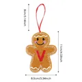 Gingerbread man felt ornament with red letter V embroidery and hanging ribbon - Style V