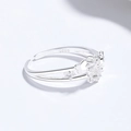 925 silver adjustable open ring featuring butterfly motifs and cubic zirconia pavé - Silver