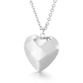 Polished silver heart pendant with geometric faceted design on a delicate chain - Steel Color (KN231140-Z)