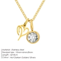 Elegant golden stainless steel heart birthstone necklace, length 42+8cm. - Letter P / Gold