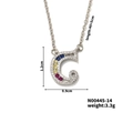 Detail of G letter pendant necklace with colorful gems and size specifications - Letter G Style (N00445-14)