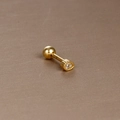 Gold stainless steel cartilage stud earring with cubic zirconia and screw back ball - Gold White Zirconia (Beaded Edge)