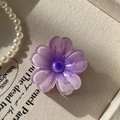 Mini molletta per capelli a fiore di frangipane viola da 4cm in resina con finitura lucida - 4cm / Viola Prugna Lucido