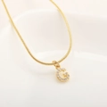 Gold plated snake chain necklace with zircon-studded letter G pendant for women - Letter G(XN-05-G) / Gold
