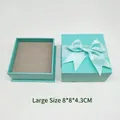 Square sky blue jewelry gift box with ribbon bow and grey velvet lining, 8x8x4.3cm - Large Lake Blue Jewelry Box (Without Jewelry)
