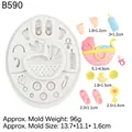 Silicone fondant mold with baby carriage, bottle, and foot patterns for cake decorating - Gray