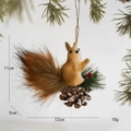 Christmas squirrel pendant on pine cone with red berries and fluffy tail, 11cm height - Style B Squirrel Pendant