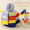Thick warm winter thermal socks for kids with fleece lining and multi-color sport design - XS (8 Months-2 Years) / Number 52 (Thickened Terry)