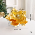 Golden 29cm artificial Christmas flower decoration for tree with metallic finish - Gold Large