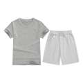Children's summer short sleeve sport set with grey t-shirt and drawstring shorts - Top And Bottom / Gray / 100cm