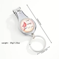 Vista dettagliata del tagliaunghie in metallo con dimensioni e design di uccello - Stile 2-Uccello Cardinale