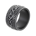 Men's wide titanium steel ring with vintage engraved totem pattern in silver finish - US 6 / Distressed Silver