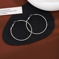 Minimalist silver large hoop earrings with polished metal finish for fashion women - 5cm Diameter/Silver
