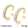 Golden C-shaped stainless steel hoop earrings with white zircon, size 29mm x 4.5mm - Gold-29x4.5mm(KE104541-KFC)
