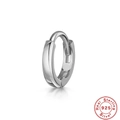 Macro detail of S925 sterling silver cartilage hoop earring with zircon inlay - Simple Polished (G60203507003) / Platinum Single #10