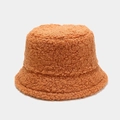 Teddy fleece bucket hat for women in classic caramel color with warm plush texture - M (56-58cm) / Orange