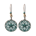 Pendientes bohemios vintage con diseño geométrico bronce y cuentas de turquesa - Bronce Turquesa